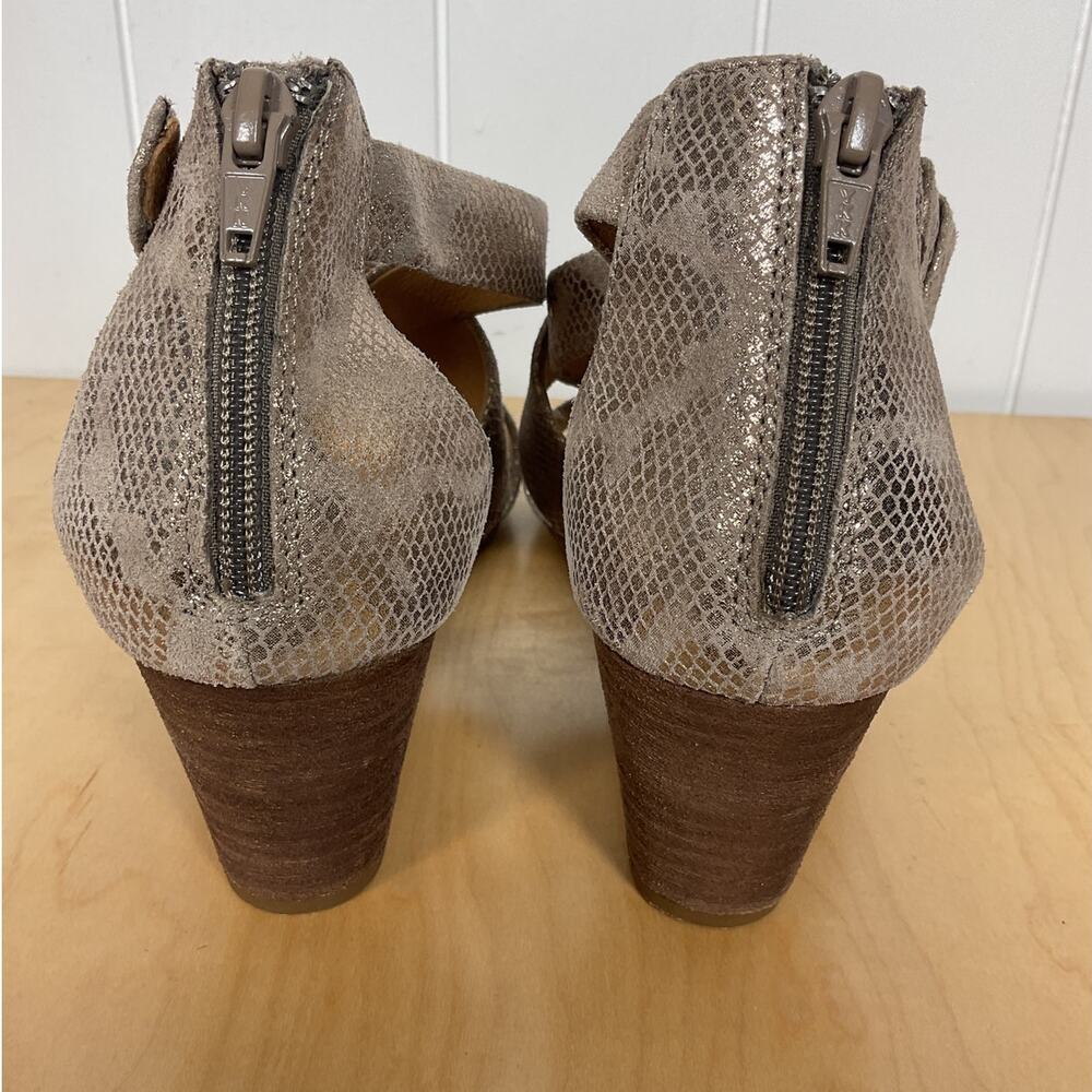 Soffit Mauldin Women's Python Snake Print Bistro Wedge Sandals‎ Size 9.5 - Picture 4 of 7